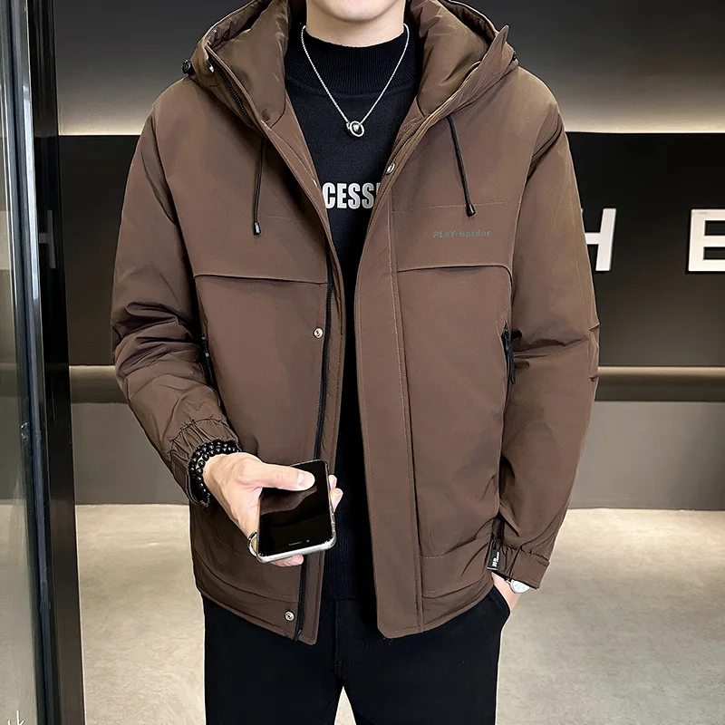 

Casual Men's Hooded Cotton-Padded Jackets 2025 Winter Outdoor Windproof Warm Parkas Youth Streetwear Loose Thick Coats Plus Size