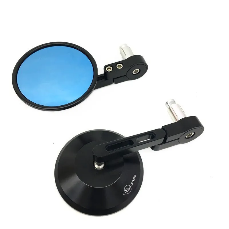 

2pc Motorcycle Handlebars CNC Circular Blue Glass Rearview Mirror for Harley Davidson Electric Scooter Modified Reflector Mirror