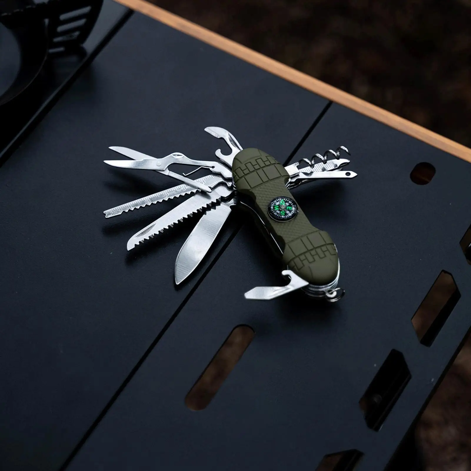 

Многофункциональный карманный инструмент-мультитул со складной открывалкой для бутылок, компактный, с рыболовным крючком, для активного отдыха, походов, выживания и рыбалки