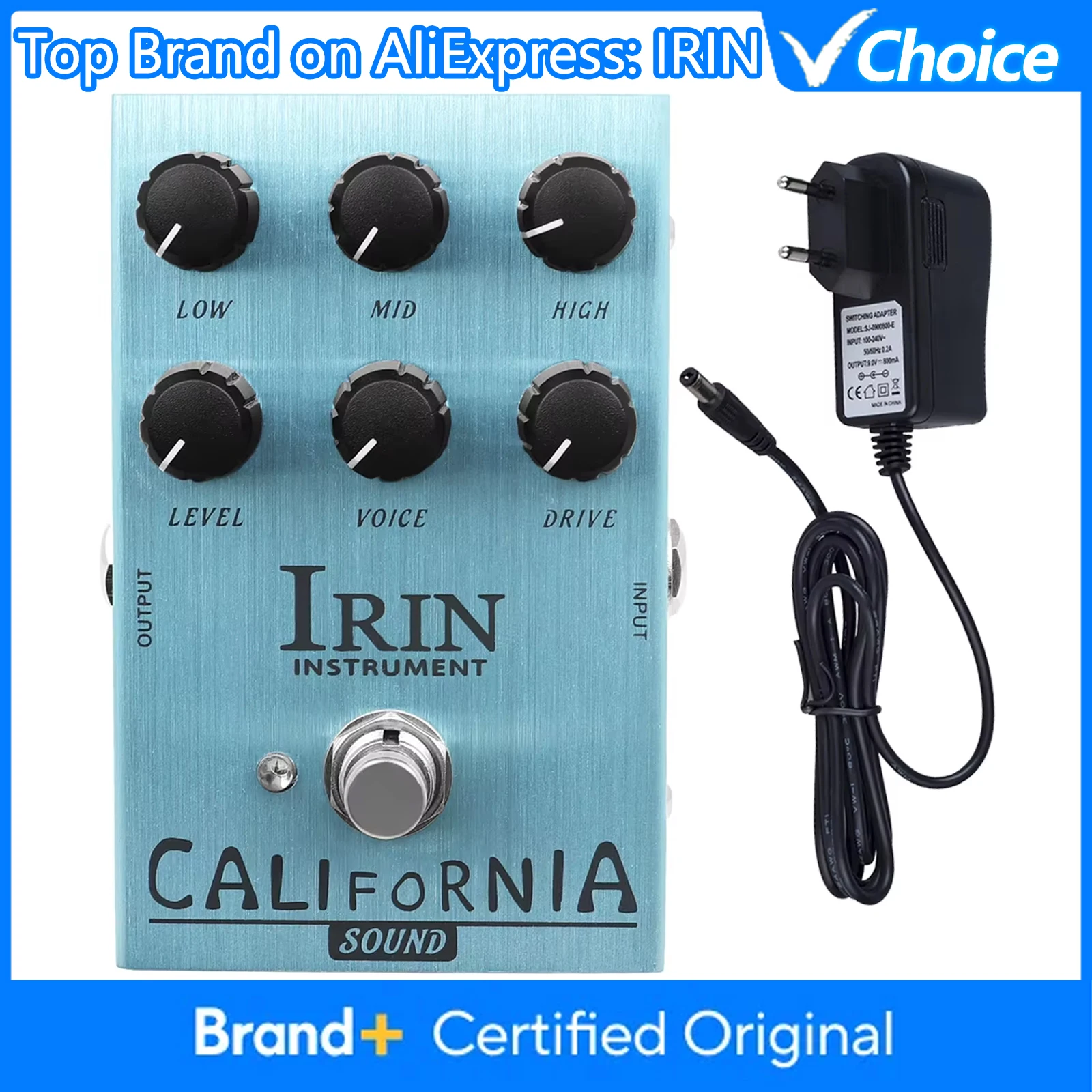 

Педаль эффектов для гитары IRIN AN-32: симулятор усилителя California Sound, овердрайв, дисторшн, рок-тембры для электрогитары