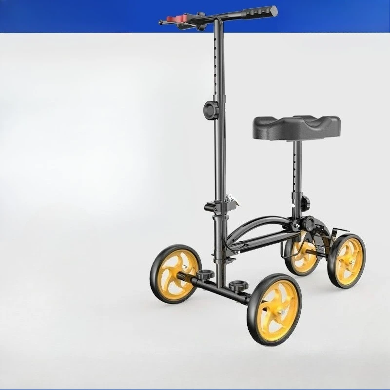 Walking Aid Crutch - Single Leg Walker for Ankle Injury Recovery, Foldable Mobility Scooter with Wheels, Rehab Support Cane