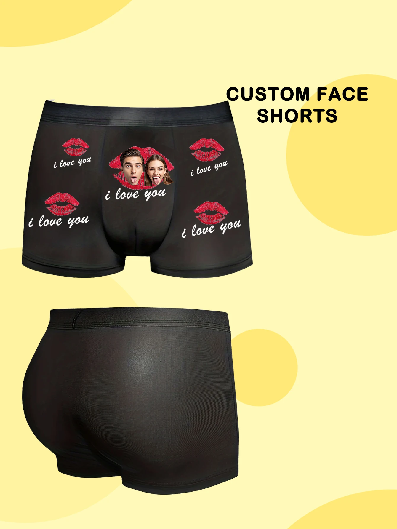 Customizable 1-Pack Sexy Men's Boxer Shorts with Portrait Design for Valentine's Day And Anniversaries Comfortable Elastic Fit f