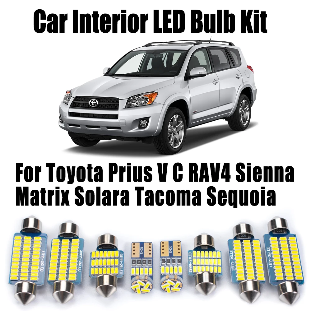 Canbus Car Bulbs Kit For Toyota Prius V C RAV4 Sienna Matrix Solara Tacoma Sequoia Accessories LED Interior Dome Reading Light