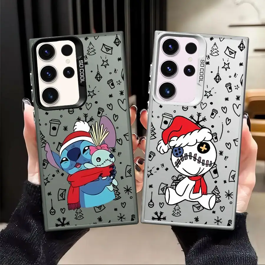 Disney Christmas Stitch Back Phone Cover Case for Samsung Galaxy S20 Plus S24 FE S21 Note 20 Ultra S25 S23 S23 S22