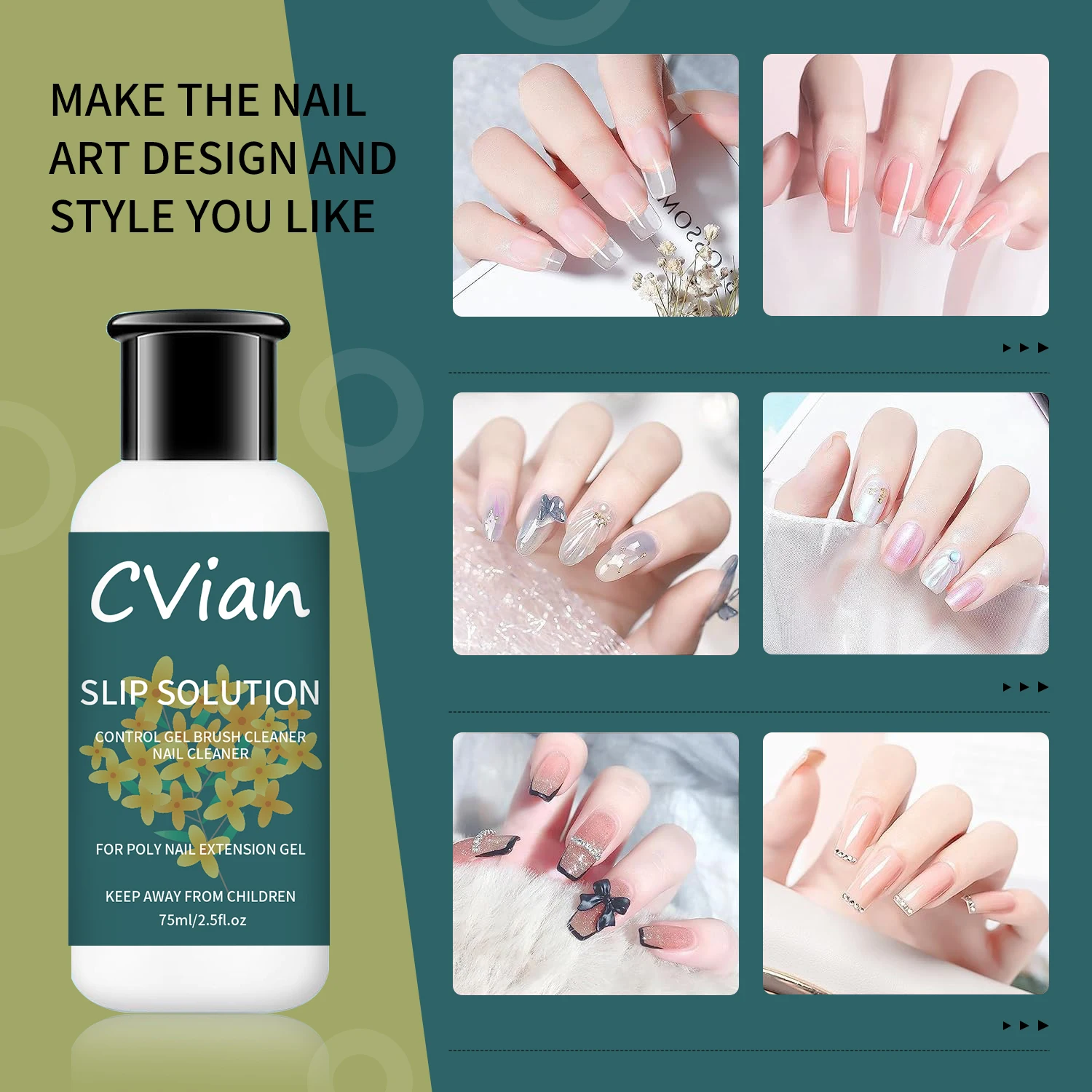 75ml Poly Gel Slip Solution Kit - Easy Nail Extensions, Non-Stick Formula with Pro Brush, Ideal Beginner Set for Flawless Gel