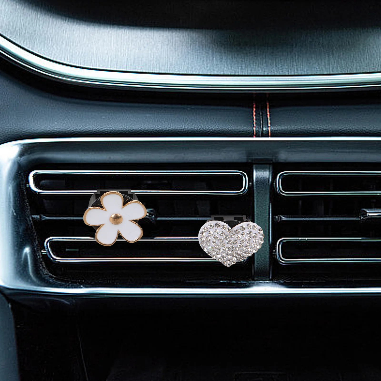 

3Pcs Car Air Conditioning Outlet Clip Heart Flower Decorative Car Vent Clip Auto Dashboard Decoration Easy Use