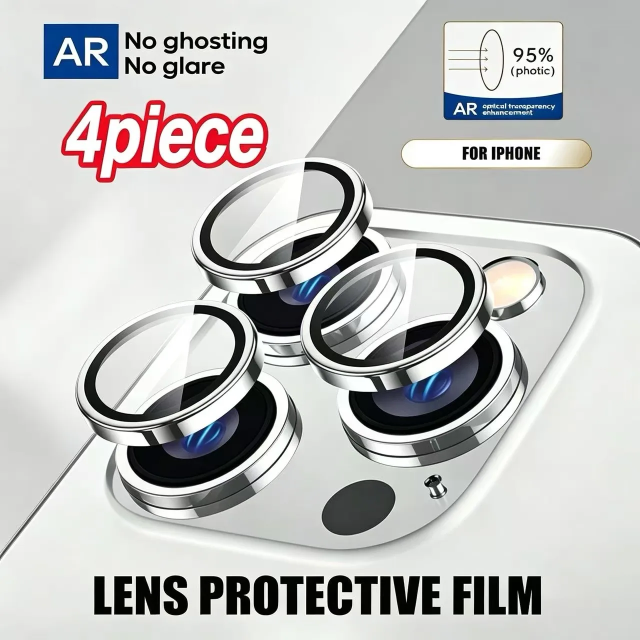 4-teiliges Set aus CD-gemusterten Eagle-Eye-Objektiv-Schutzfolien aus gehärtetem Glas, kompatibel mit den Serien iPhone 11/12/13/14/15/16/16 Plus/16 Pro/16 Pro Max/17/17 Air/17 Pro/17 Pro Max,
