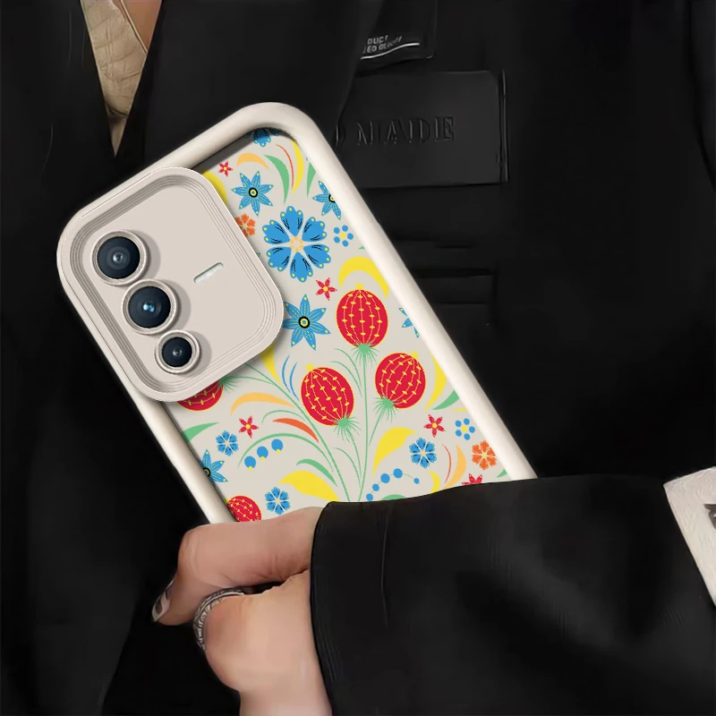 Flower Phone Case For Vivo V70 FE V60 Lite V50 V40 Pro V27 V25 V23 V20 V21 V30 SE V30E V29E Shockproof Silicone Matte Cover view 3