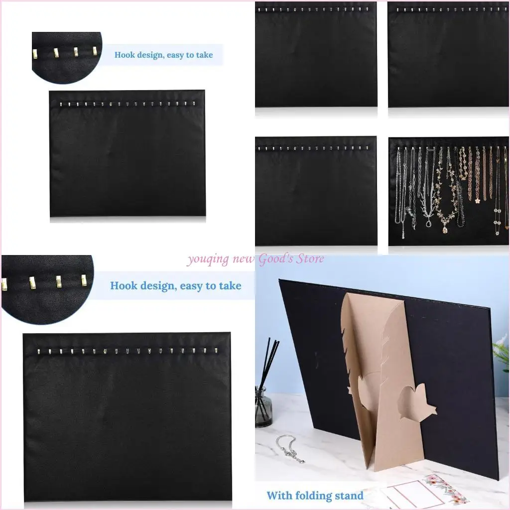 57qa-set-of-4-black-jewelry-holder-with-17-hooks-for-neat-display-smooth-leather-finish-compact-foldable-keeping-solution