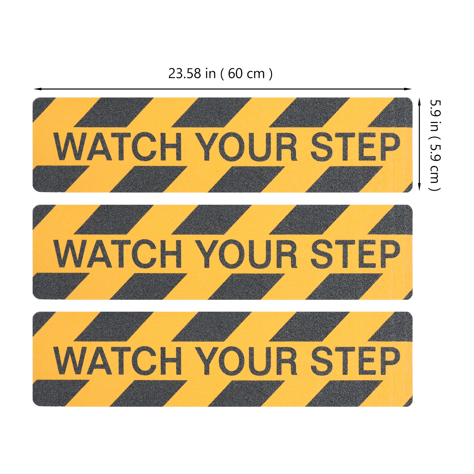 

3pcs Non-slip Stickers 15cmx60cm Black Yellow WATCH YOUR Tape Warning Signs for Stairs Steps Caution Wet Floor