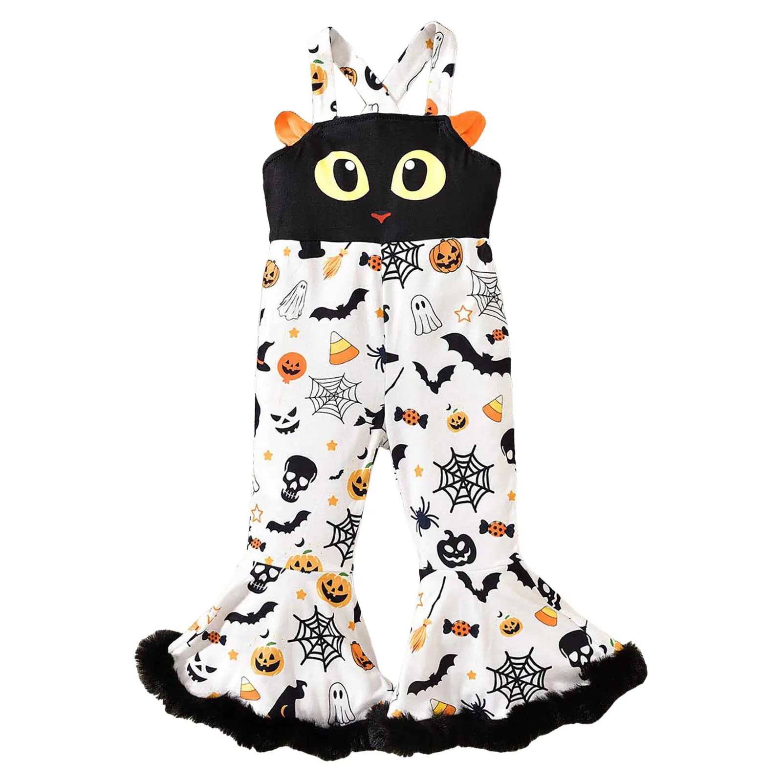 

Baby Overalls Halloween Toddler Clothes Girl Baby Bell Bottom Romper Pumpkin Jumpsuit Christmas Flare 18 Month Romper Jumpsuit