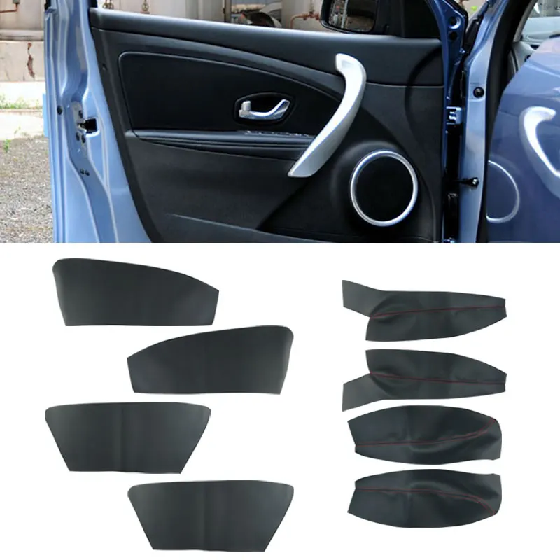 4Pcs Micro Fiber Leather Inside Door Armrest Panel Protector Cover Kit For Renault Fluence Auto Interior Trim Parts