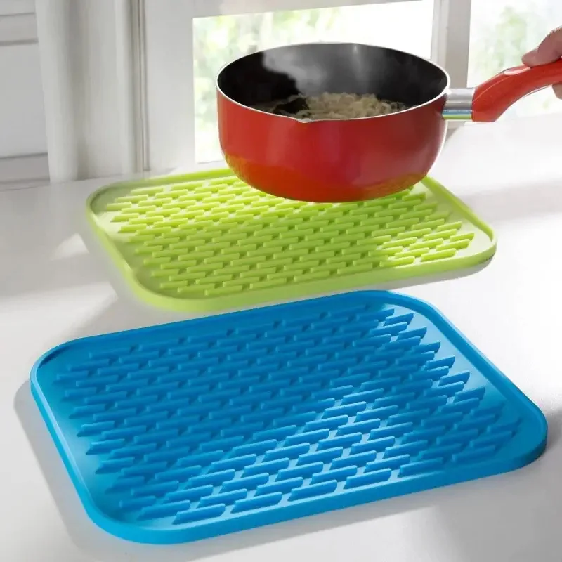 Dish Drying Mat for Kitchen Counter Silicone Drain Pad Heat-Resistant Anti-Slip Pot Dish Cup Pad Tableware Cushion Tray Placemat