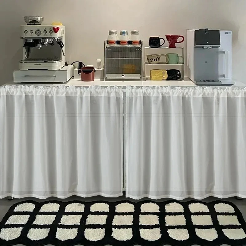 2 قطع مقاوم للماء مقاومة للخدش خزانة الستارة ماتي الساتان نسج إخفاء الستار خزانة المطبخ لوحة الشاشة الستائر