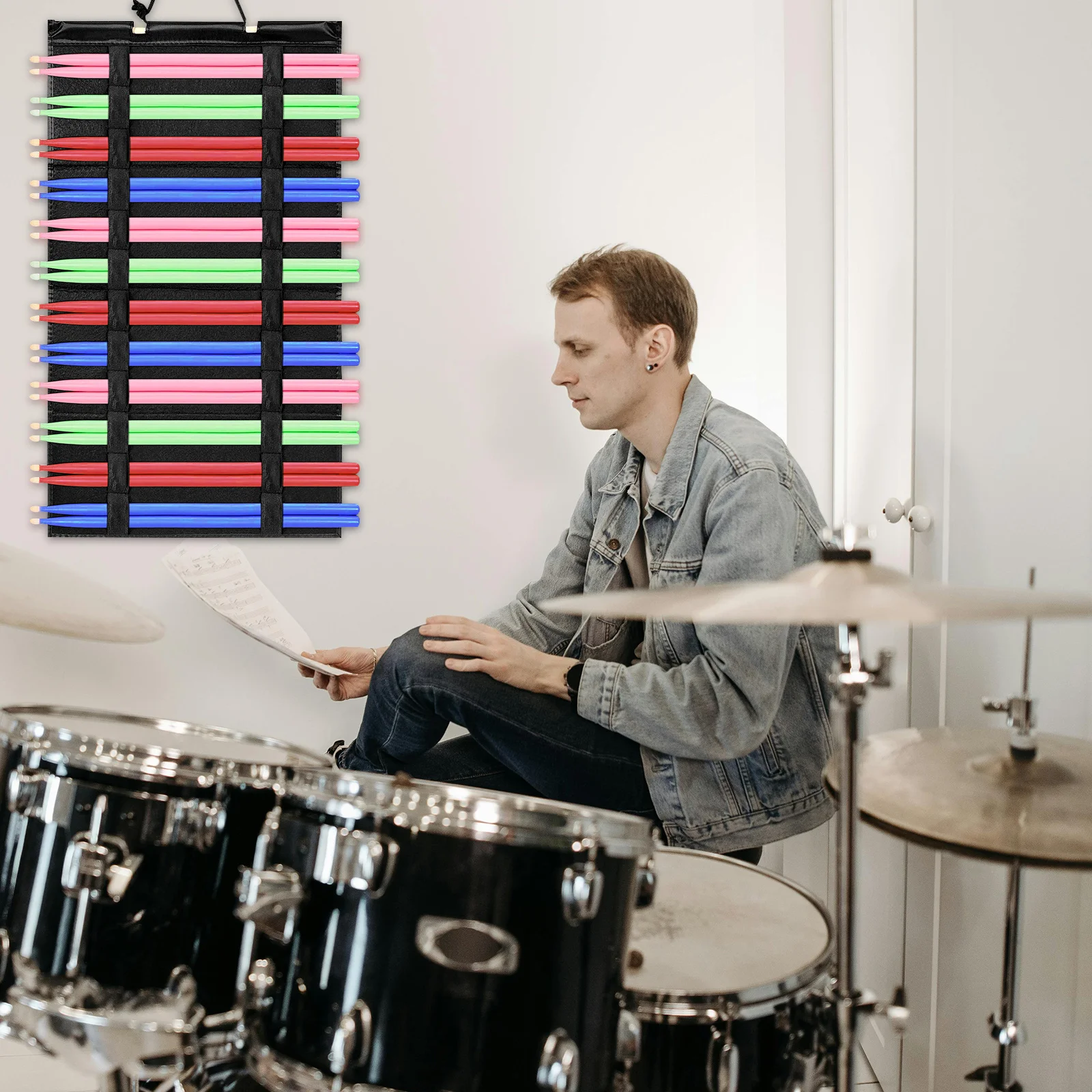 

Portable Drumstick Hanging Rack Foldable Felt Organizer Wall Mount for Drum Set Display and Storage Drumstick Holder Wall Mount