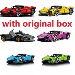 FIT 42143 Red Yellow Black Blue Supercar Ferraried Model Technical Building Block Bricks Toys for Kids Christmas Birthday Gifts