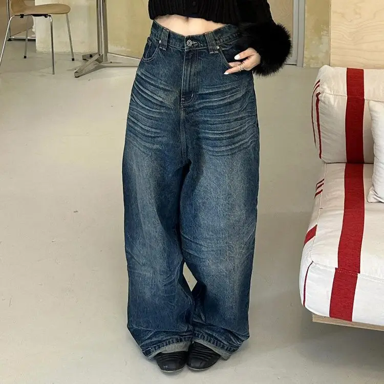 

American High Street Boyfriend Style Baggy Jeans Vintage Straight Loose Wide Leg Pants 2025 Spring New Casual Y2k Trousers