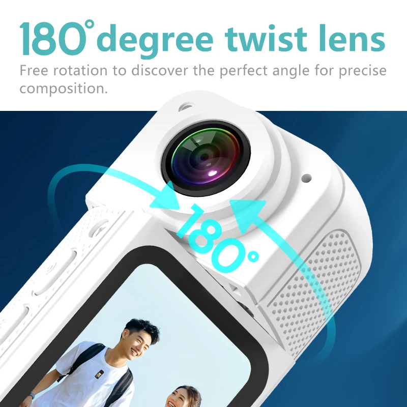 Xiaomi Youpin 1.47" câmera de ação com tela IPS 2.7K câmera de vídeo com 180 ° Suporte de lente rotativa Acessórios magnéticos Wi-Fi