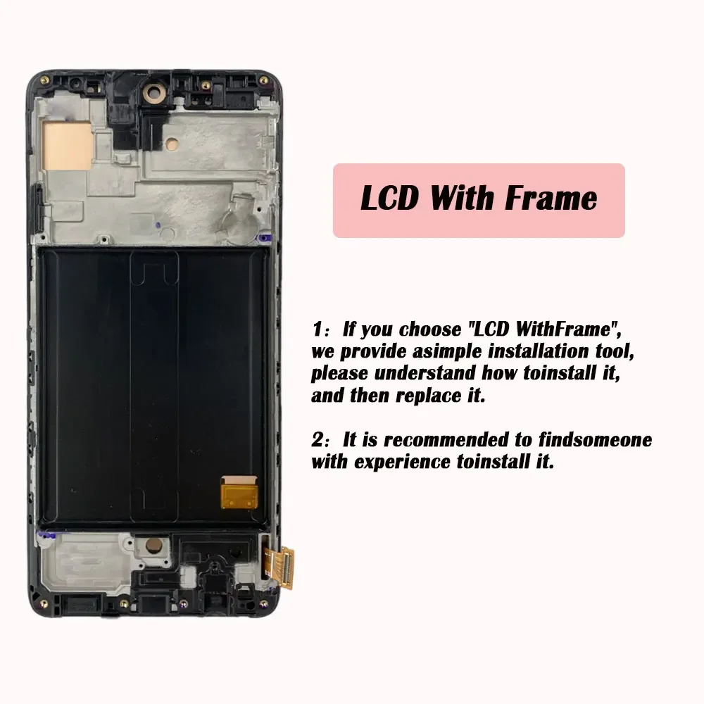 1 PCS 6.5\'\' For AMOLED For Samsung A51 SM-A515FN/DS A515 LCD Display Touch Screen Digitizer With Frame For Samsung A51 lcd