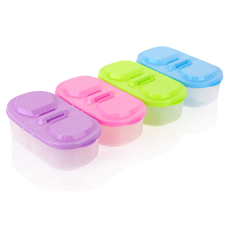 Multifunctional Double Compartments Container Case With Lid Refrigerator Plastic Storage Box Food Fruit Sealing Jar Kitchen Tool