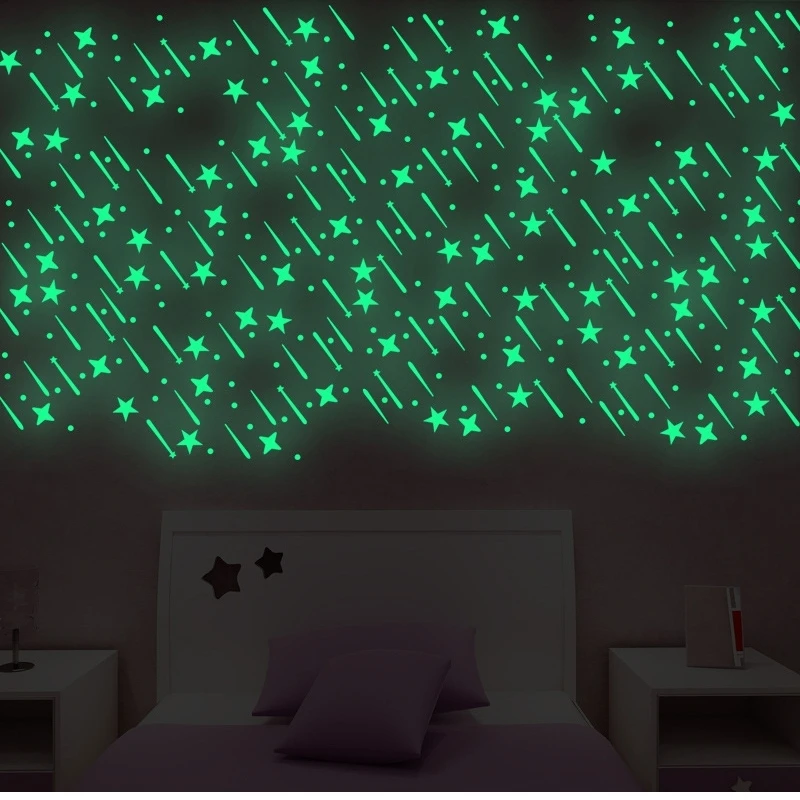 Glow-in-the-dark Stars Polka Dot Flat Bedroom Personality Romantic Creative Highlight-emitting Wall Stickers Glow-in-the-dark