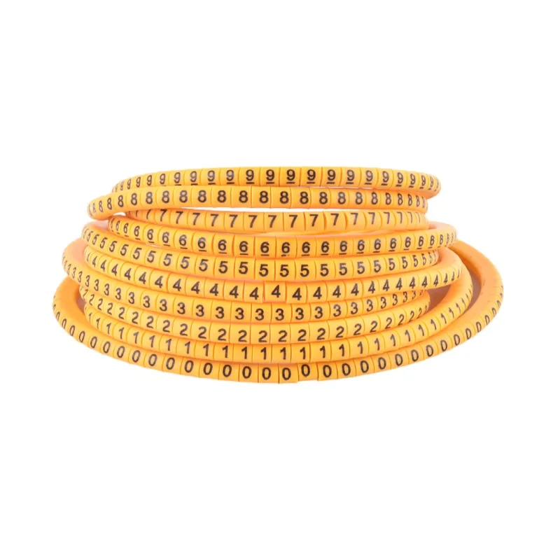 500PCS (Each50pcs ) EC-1,EC-2,EC-3  yellow Cable Markers Letter 2.5sq.mm 0 to 9 for wire diameter Cable Markers