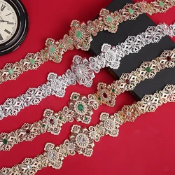 Luxury Bride Jewelery Gold Color Morocco Crystal Belt Caftan Wedding Dress Waist Chain Traditional Gift Adjustable