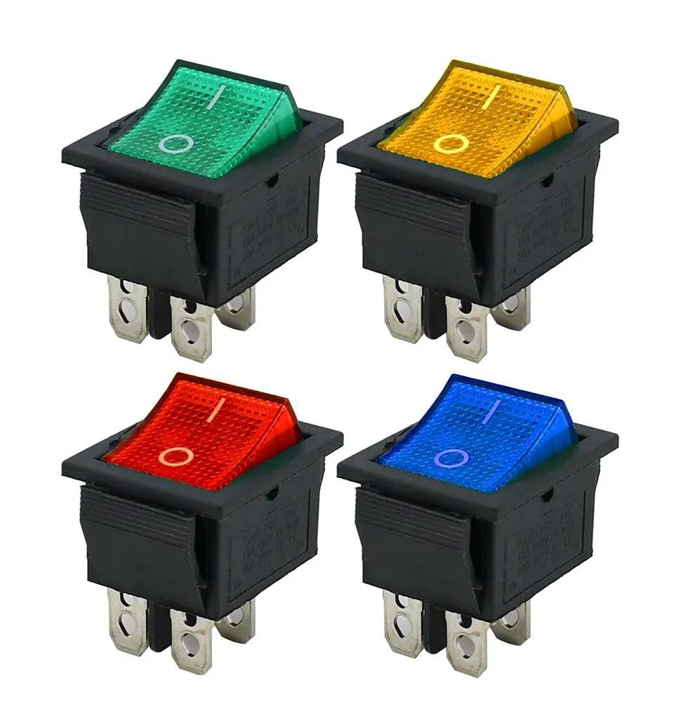 Rastender Wippschalter, Netzschalter, E/A, 4 Pins mit Licht, 16 A, 250 V AC, 20 A, 125 V AC, KCD4