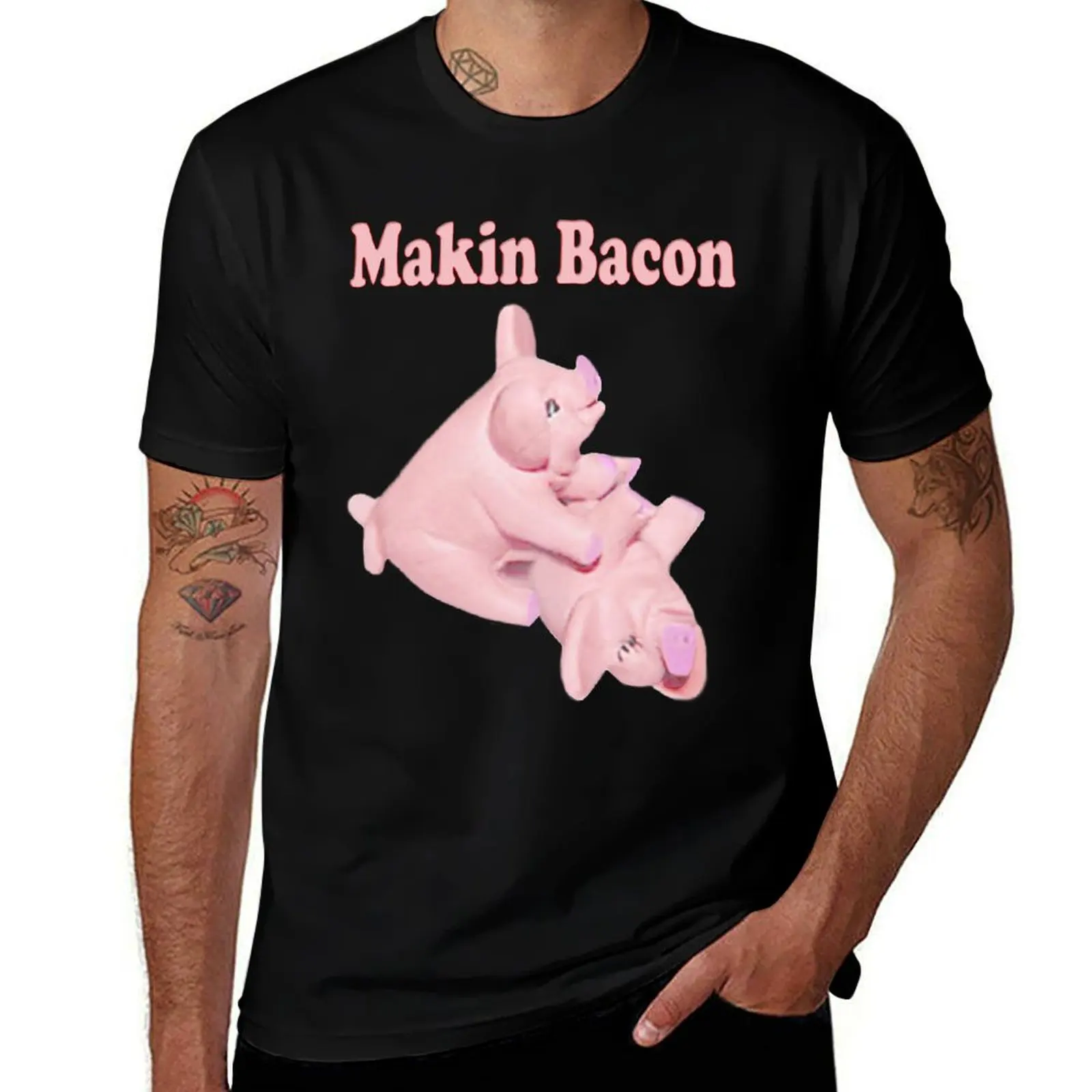 

  ФУТБОЛКА MAKIN BACON   Футболка мужская футболка из 100-процентного хлопка мужская хлопковая футболка