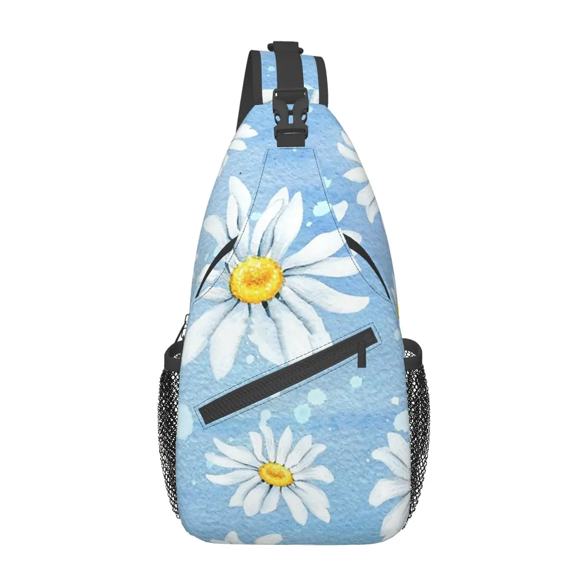 Daisies Flowers Floral Sling Bag Chest Crossbody Shoulder Sling Backpack Outdoor Sports Daypacks Watercolor Cool Bags