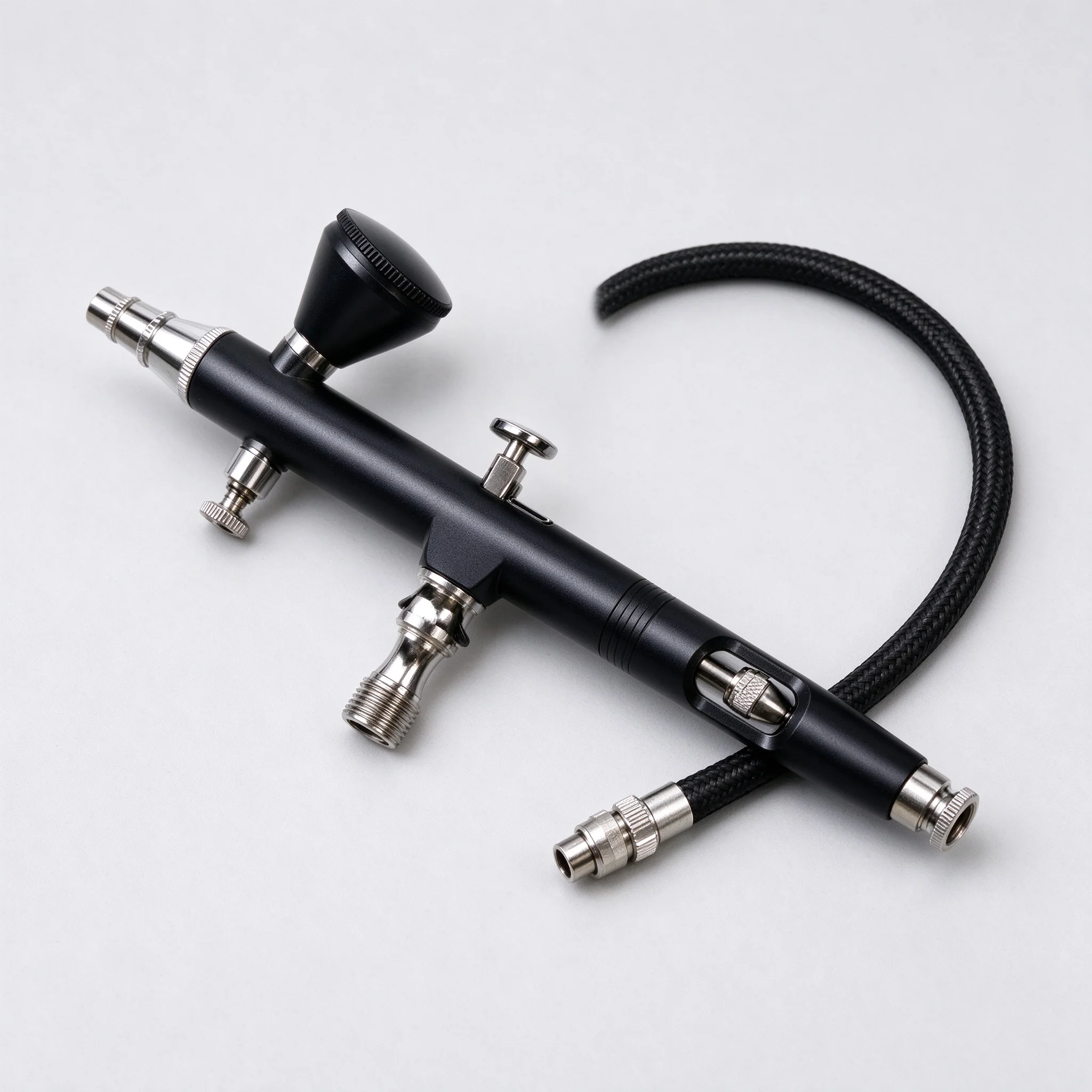 Airbrush Kit, Dual-Action Gravity Air Brush Gun with 3 Nozzle Sets, Aluminum Spray Gun for Makeup Nail Art Painting Model