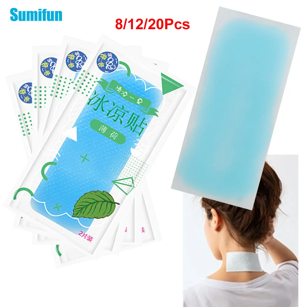 

8/12/20pcs Fever Cooling Patch Low Temperature Ice Gel Pad Antipyretic Sticker Relieve Summer Heatstroke Toothache Medical Pads