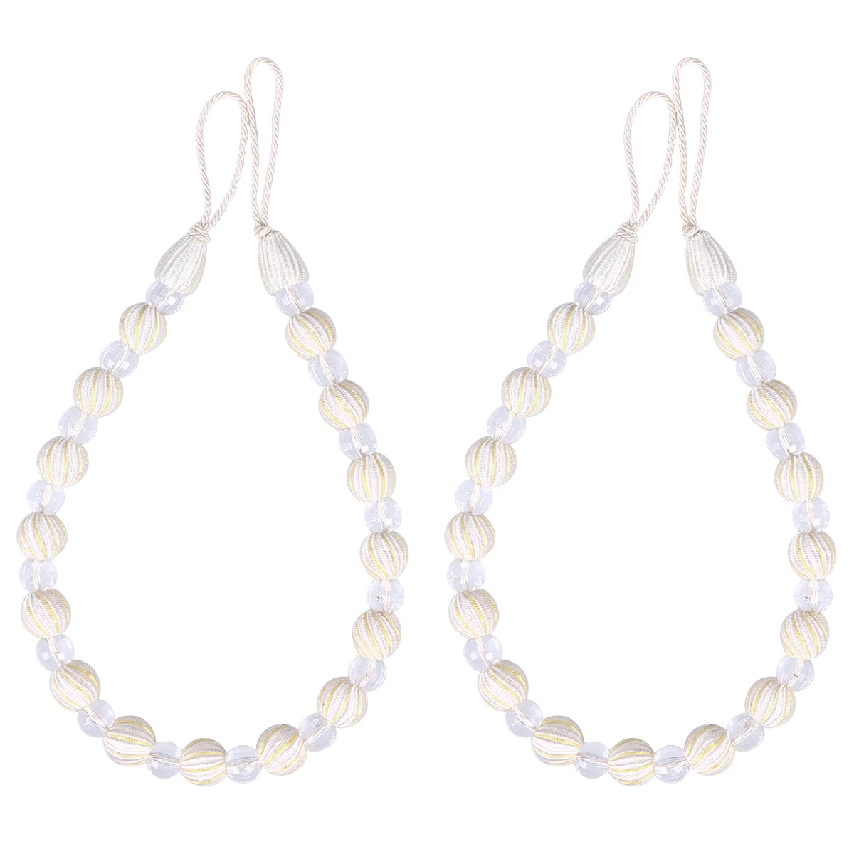 2 pçs cortina tiebacks acrílico grânulo 2cm grande 1.5cm pequeno 70.5cm comprimento janela holdback para leve pesado