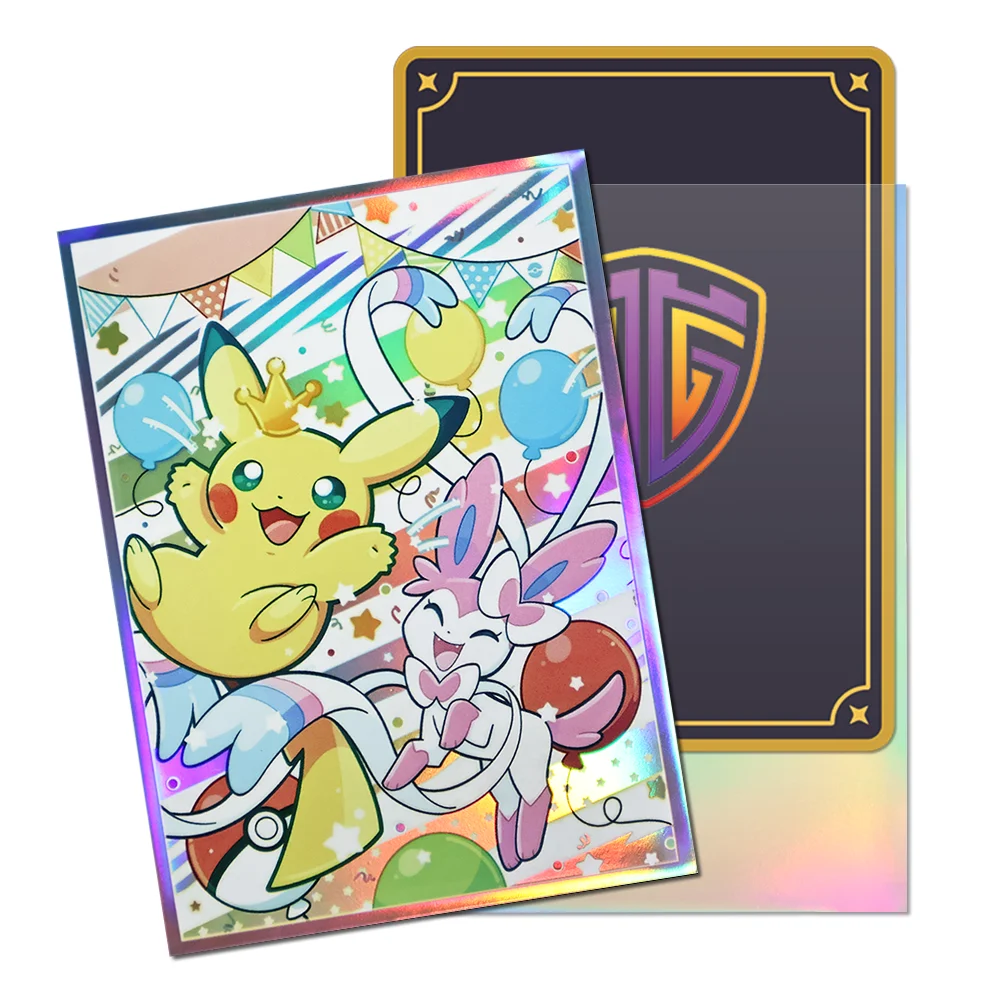 60 PCS Standard Size Holo Pikachu Anime Card Sleeves Toploading Trading Card Protector for MTG/PTCG Sports Cards Board Games view 3