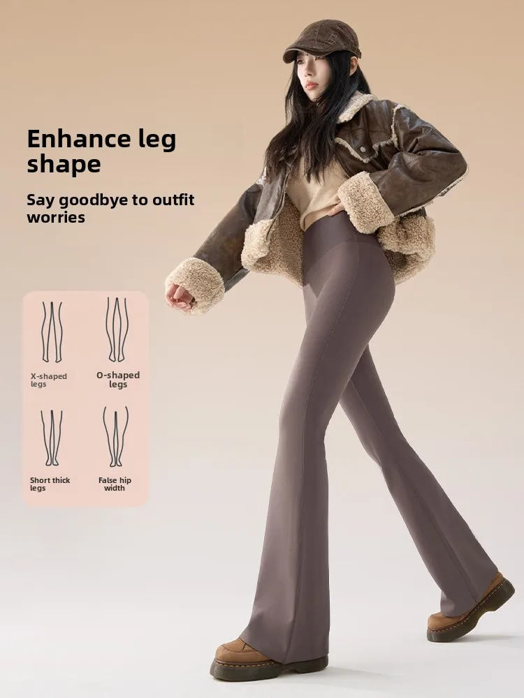 High Waist Yoga Pants Women's Outerwear ark Pants Warmth Storage No Line High Waist Belly Control Long Pants Casual Wear
