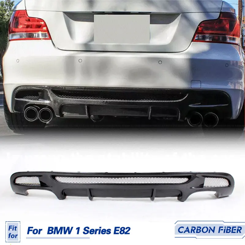 Rear Bumper Diffuser Lip Spoiler Carbon Fiber for BMW 1 Series E82 M-Sport 2-Door 2007-2013 4 Outlet Car Rear Lip Body Kit FRP