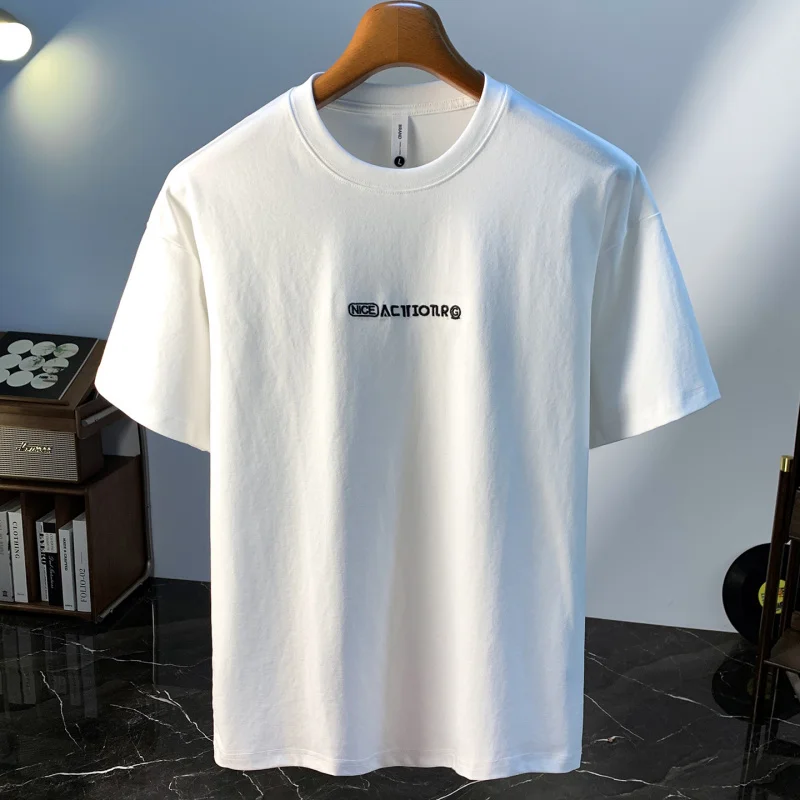 Letter printed short sleeved men's top 2025 summer new loose half sleeved shirt cool and breathable quick drying T-shirt