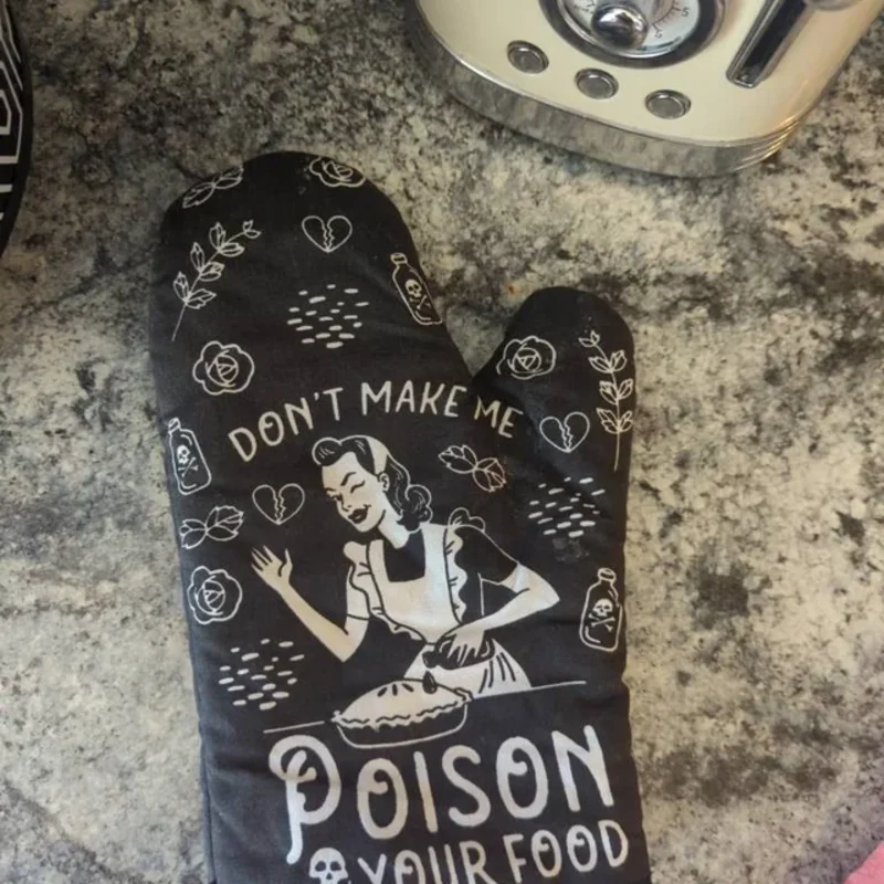 Halloween Don\'t Make Me Poison Your Food Soft Oven Mitt Set for Housewarming Pot Gift Room Decoration Halloween Party Supplies