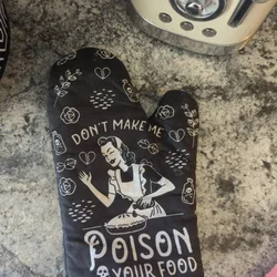 Halloween Don't Make Me Poison Your Food Soft Oven Mitt Set for Housewarming Pot Gift Room Decoration Halloween Party Supplies