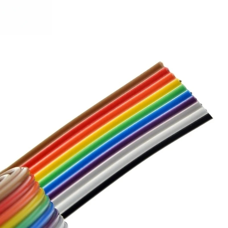 1 meter 1.27mm Spacing Pitch10 WAY 10P Flat Color Rainbow Ribbon Cable Wiring Wire For PCB DIY 10 Way Pin