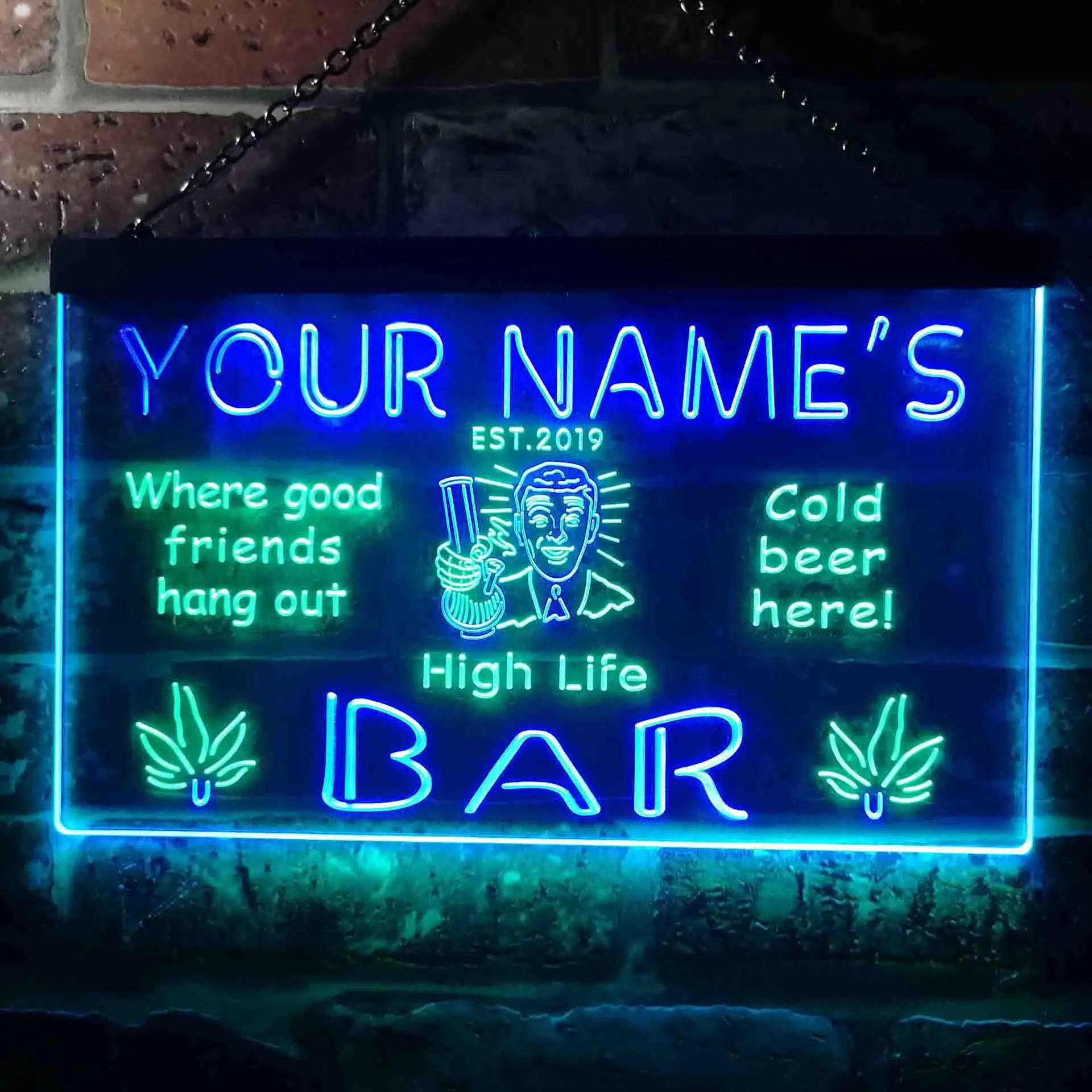 Personalized Marijuana Cannabis High Life Bar Beer Dual Color Led Neon Sign st6-tp1-tm