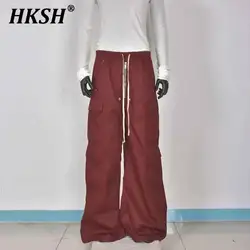 HKSH 멀티 포켓 캐주얼 사파리 스타일 카고 바지 남성용 하이 스트리트 트렌디 브랜드 스트레이트 루즈 와이드 레그 코튼 오버올 HK3903