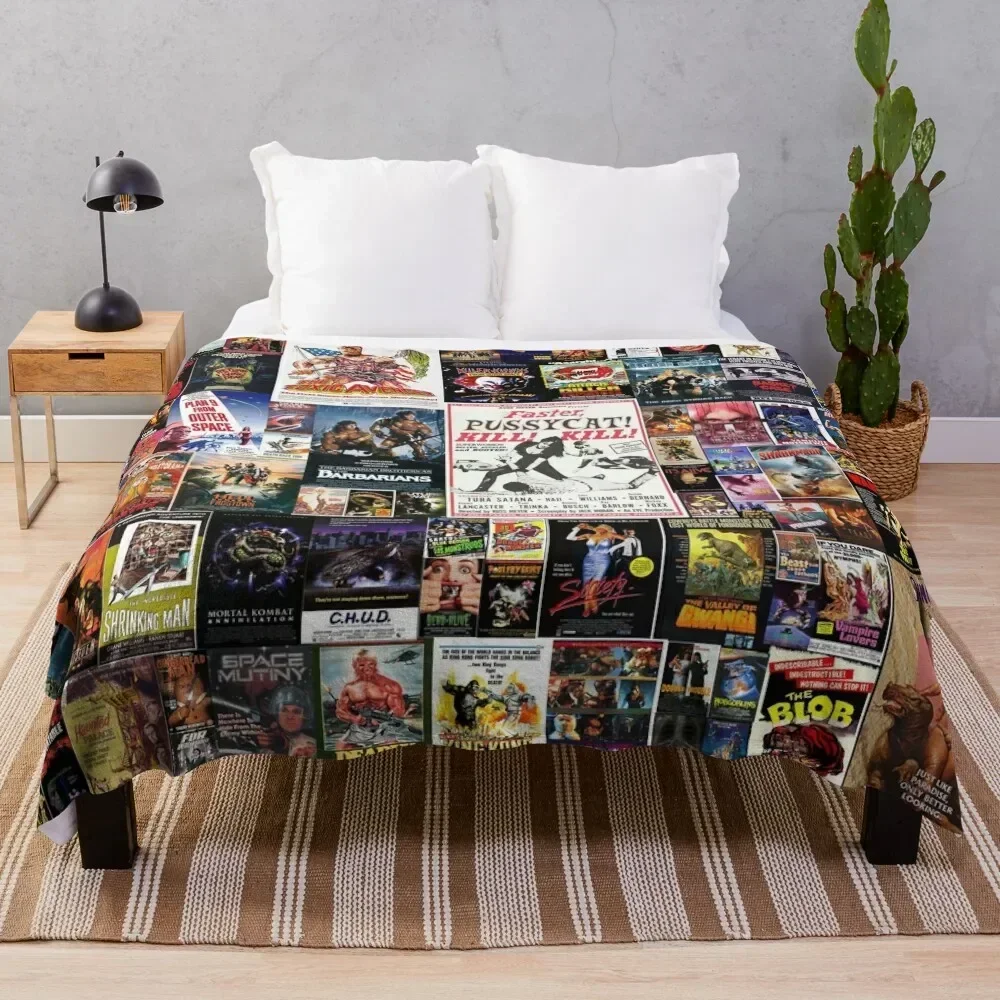 

100 Best B-Movies of All Time Collage Throw Blanket Soft Warm Blanket Gift for Men Women Adults