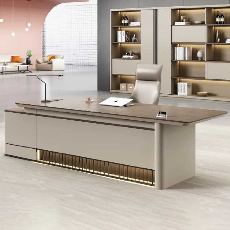 

Paint-free boss table, large desk, light luxury, high-end sense, simple style, modern office furniture, high-end manager's desk