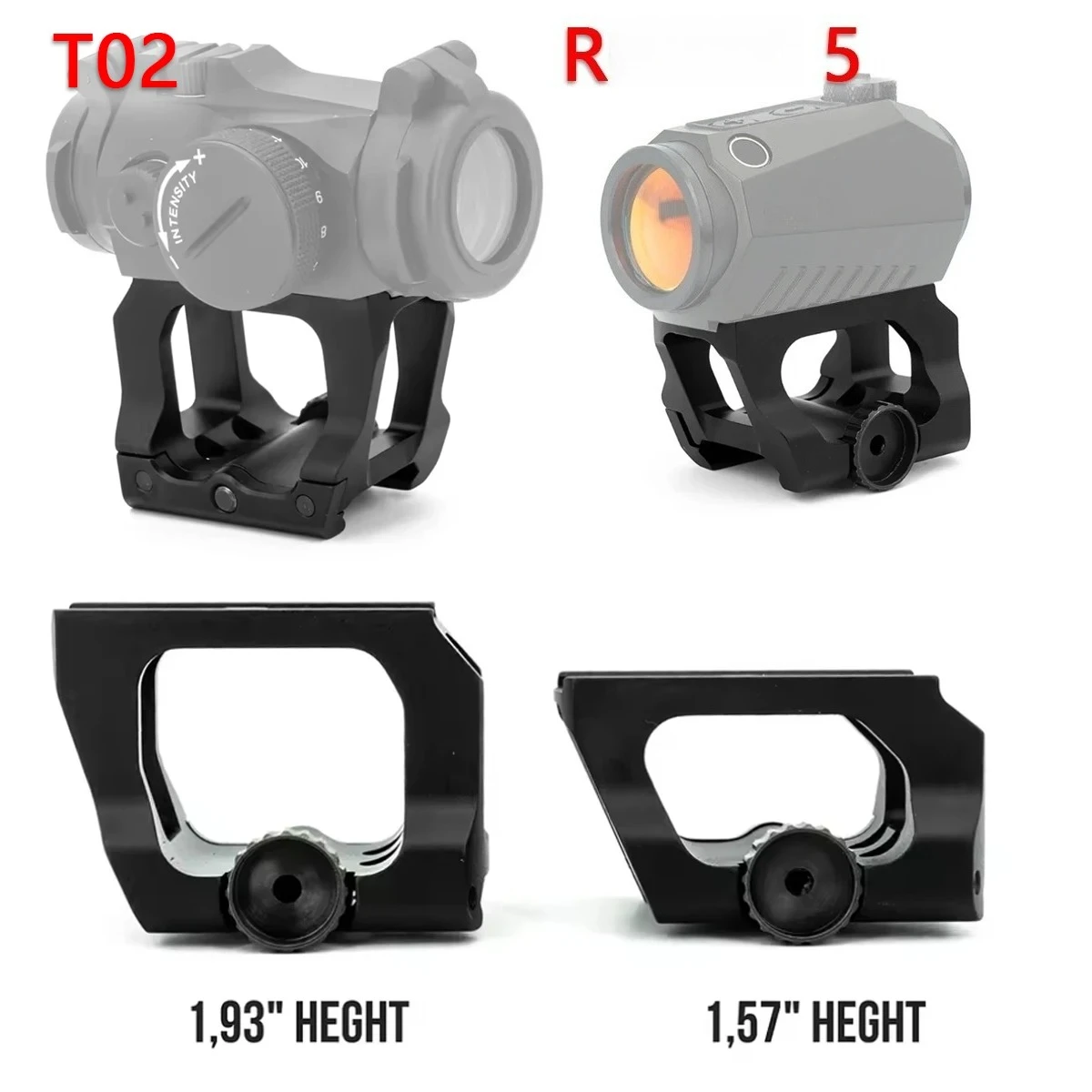 

1.57" 1.93 Inch Aluminum T02 Scope Mount for R5 T02 Red Dot Sight Easy Installation Adjustable Quick Detach Scope Mount