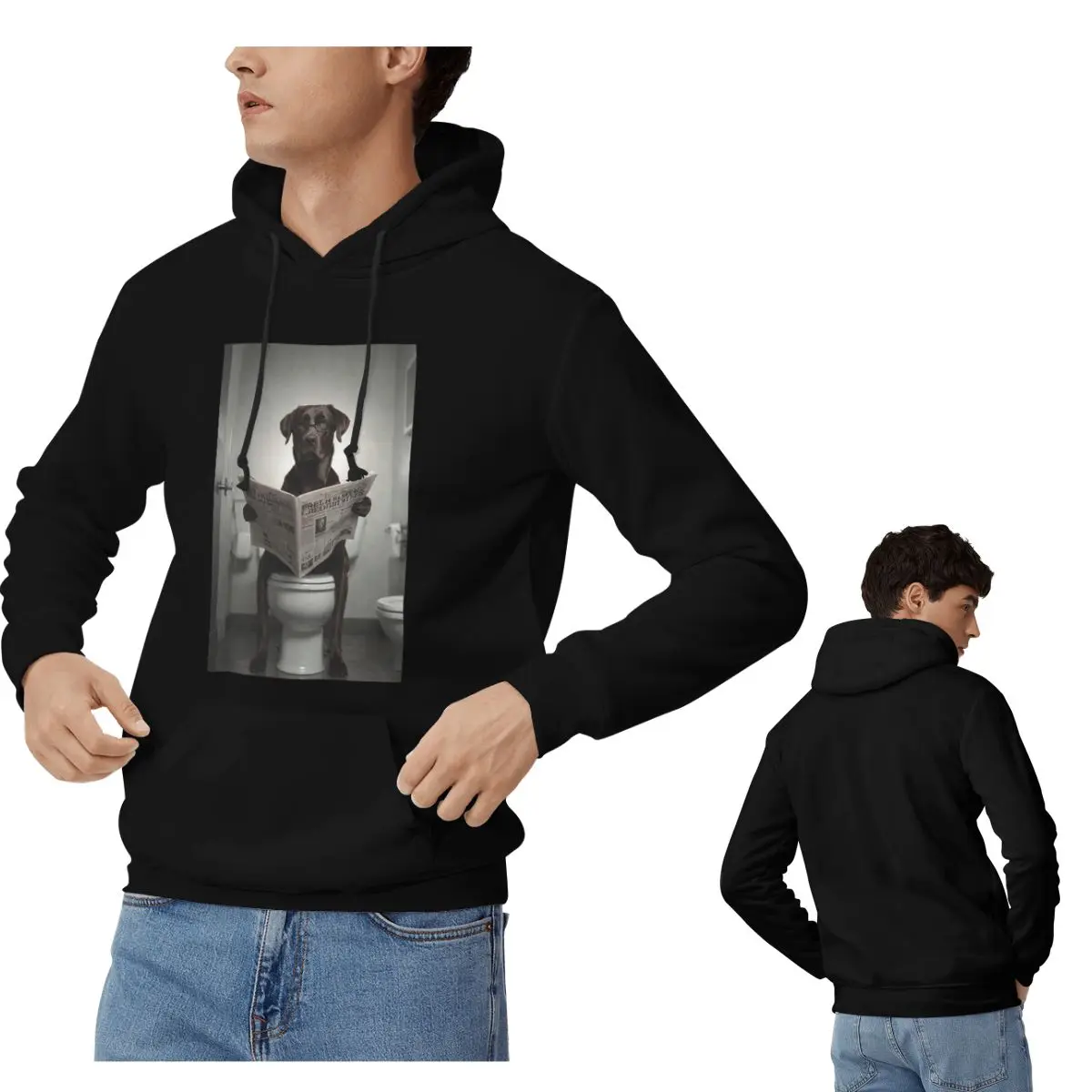 

Толстовки с капюшоном «Чоколадный лабрадор читает газету» для мужчин и женщин, пуловер в стиле Харадзюку, уличная одежда с длинными рукавами, осень-зима