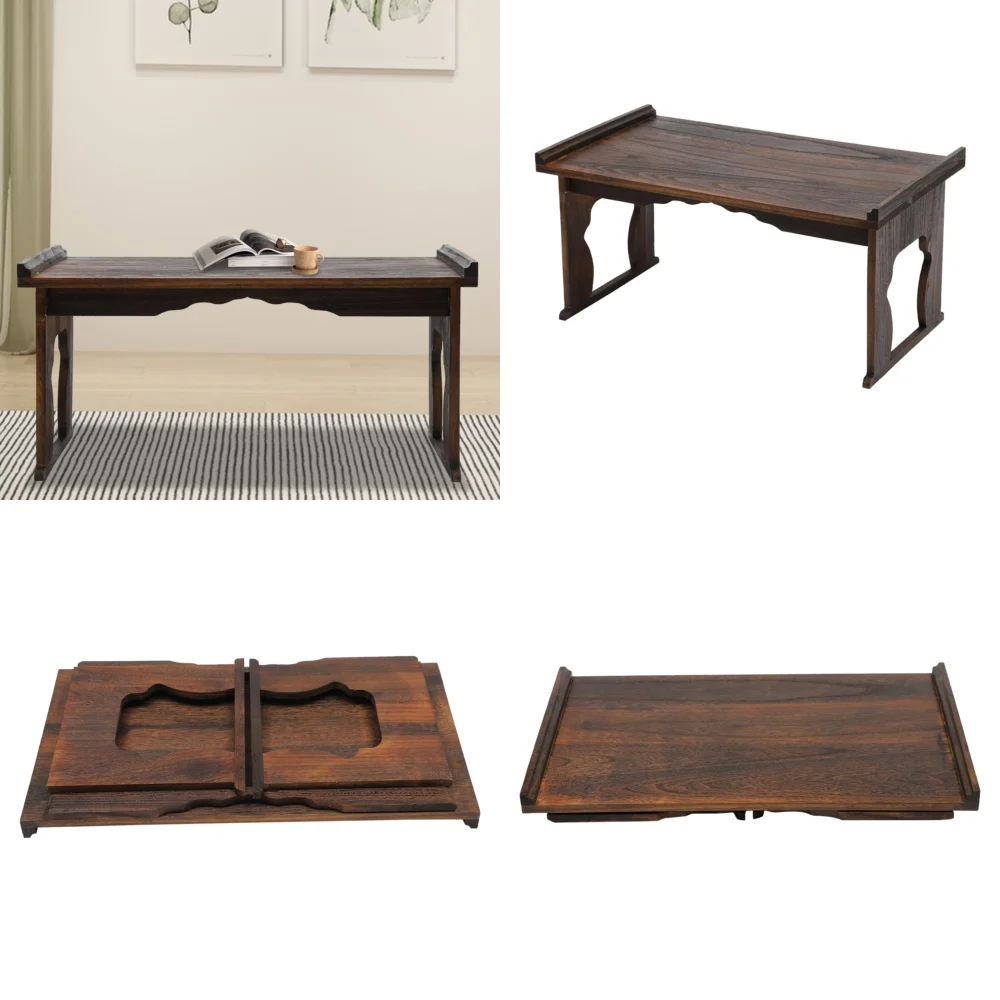 

Café TablesFolding Wooden Floor Table 32x18 for Coffee Tea Japanese Style
