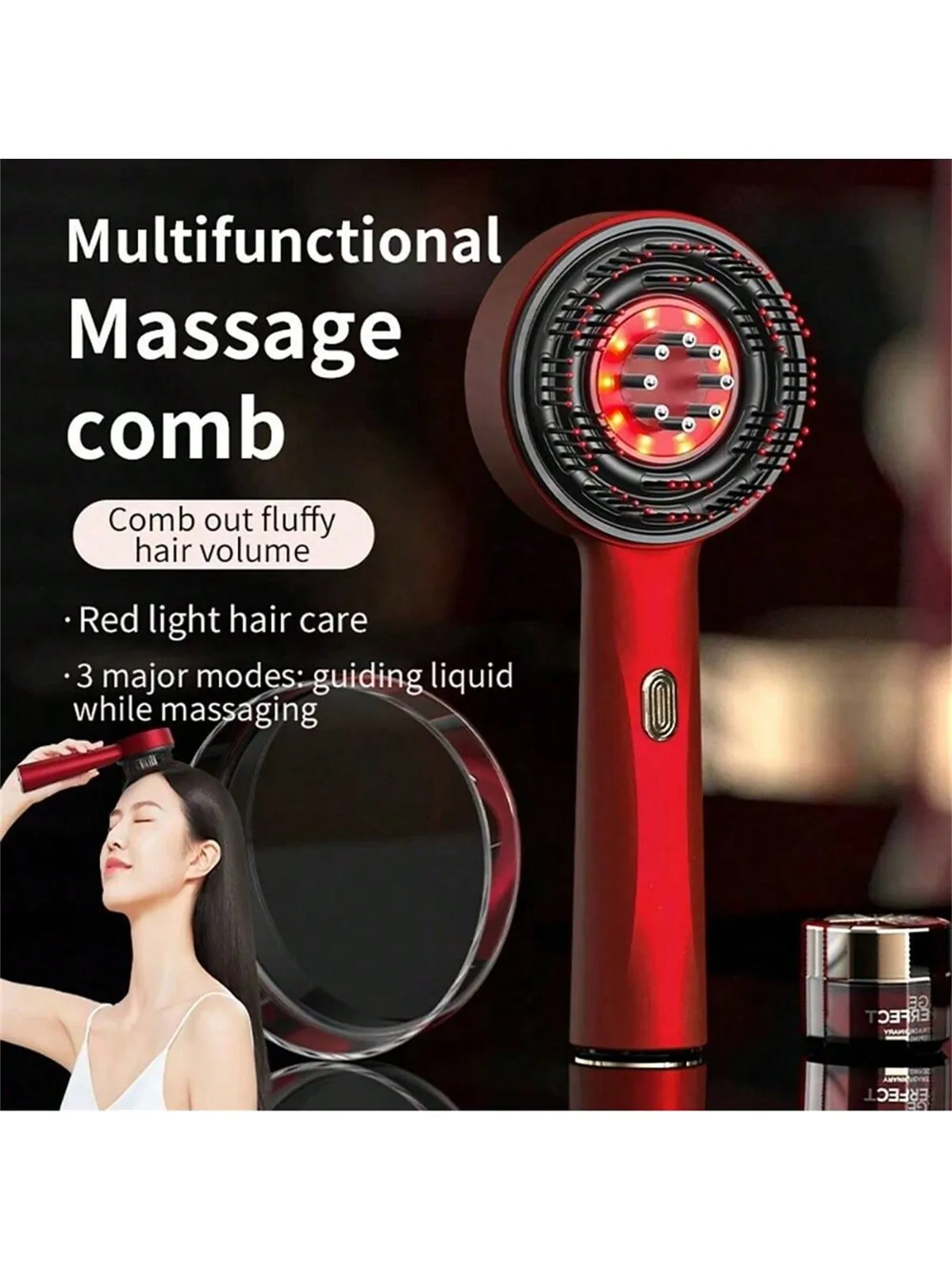 

2026 Electric Massage Comb with Vibration Red Light Therapy Scalp Brush Hair Growth Anti-Hair Loss Rechargeable