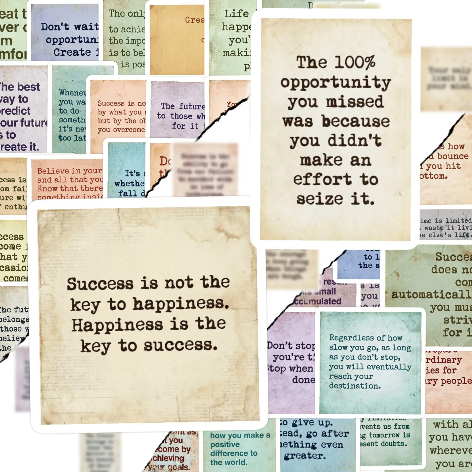 50 Pcs Simple Inspirational Motivational Quote Waterproof Stickers, Decor for Water Bottles, Luggage, Journals & Planners