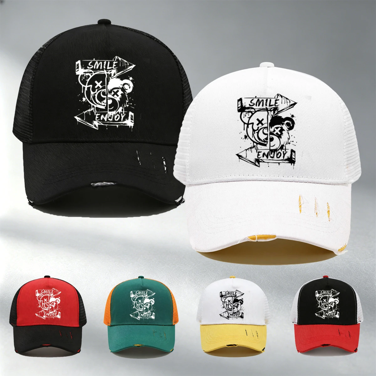 Unisex Mesh Breathable Baseball Cap/Print Trucker Hat/Suitable For Both Men And Women/Versatile Adjustable, Fit For Outdoors